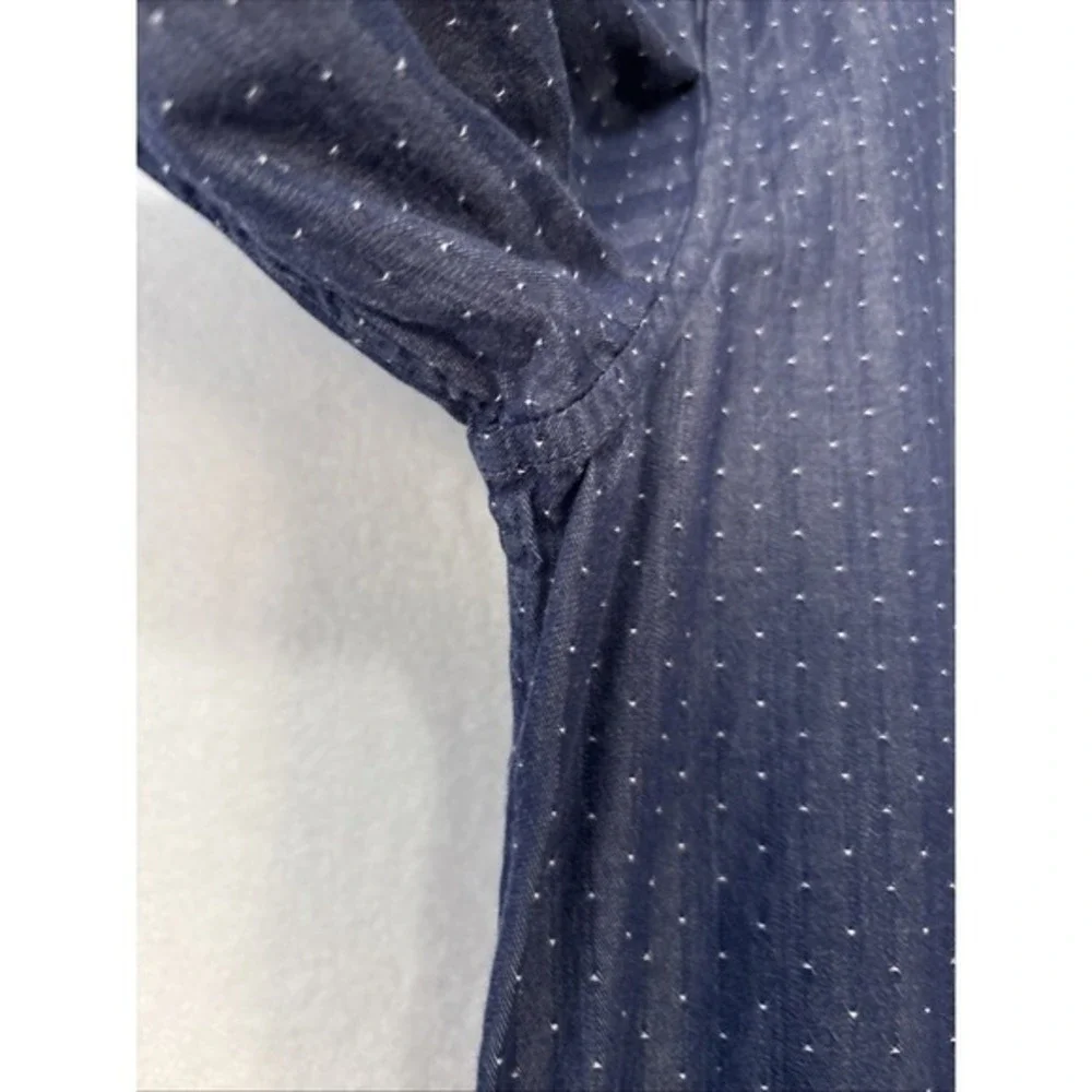 Banana Republic Mens L White Dots Soft Wash Standard‎ Fit  Button Shirt K1301